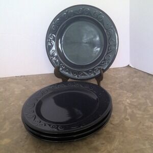 Royal Norfolk Set of 4 Appetizer Side Plates Blue‎ Swirl Embossed Design Dining